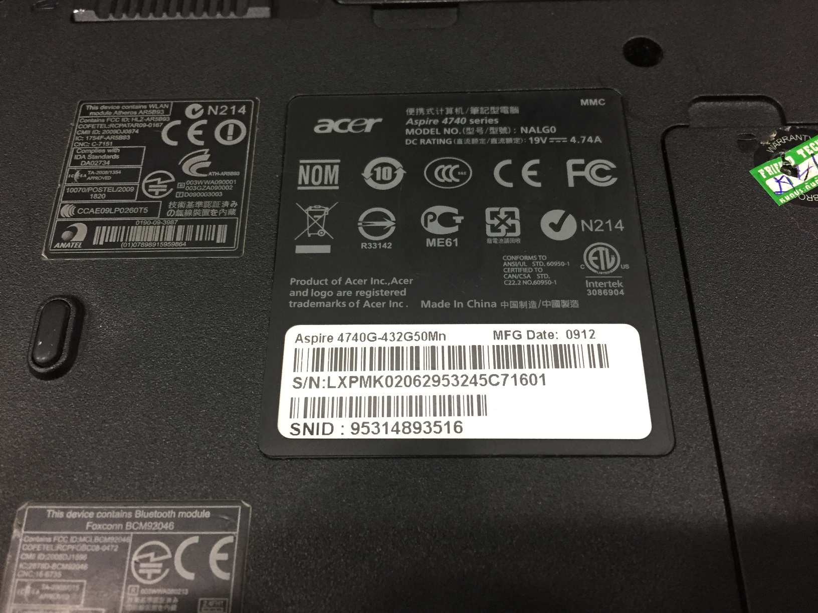 ACER Aspire 4740G