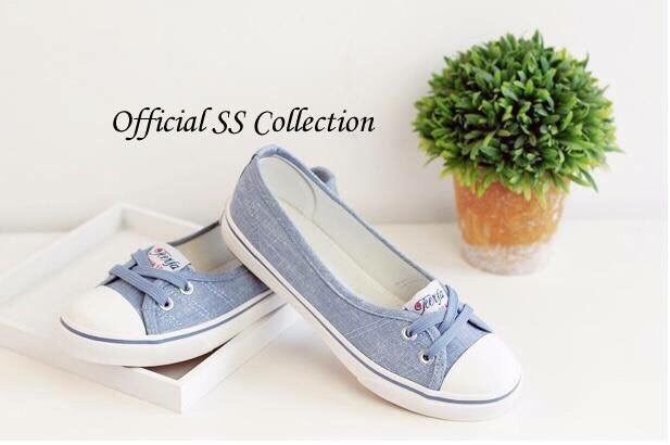 พร้อมส่ง : รองเท้าผ้าใบสไตล์เกาหลี (สียีนส์)