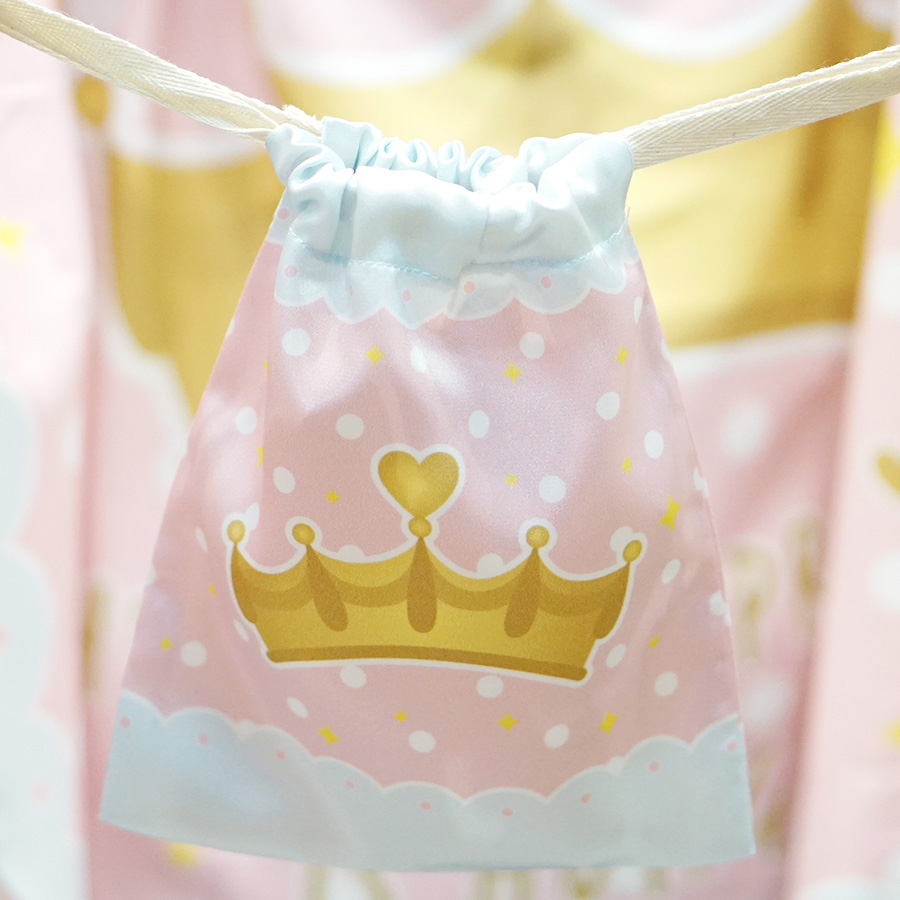 ถุงผ้าซาติน ลายเจ้าหญิง สีชมพู - Princess / Pink