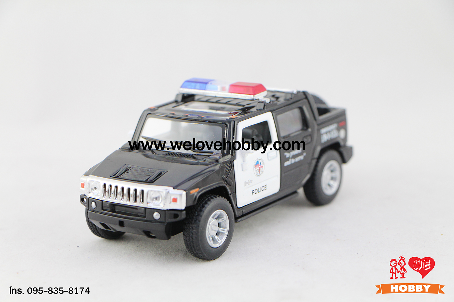 โมเดลรถตำรวจ 2005 Hummer H2 SUT สีดำ-ขาว Scale 1:40 มีล้ออะไหล่