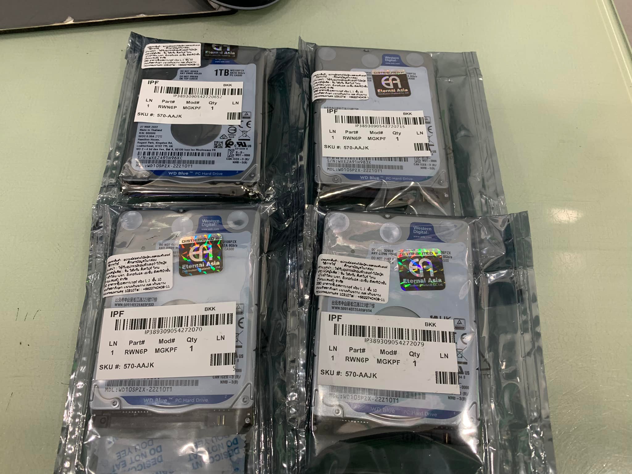 1 TB HDD (NOTEBOOK) WD BLUE (5400RPM, SATA-3, WD10SPZX) ของใหม่