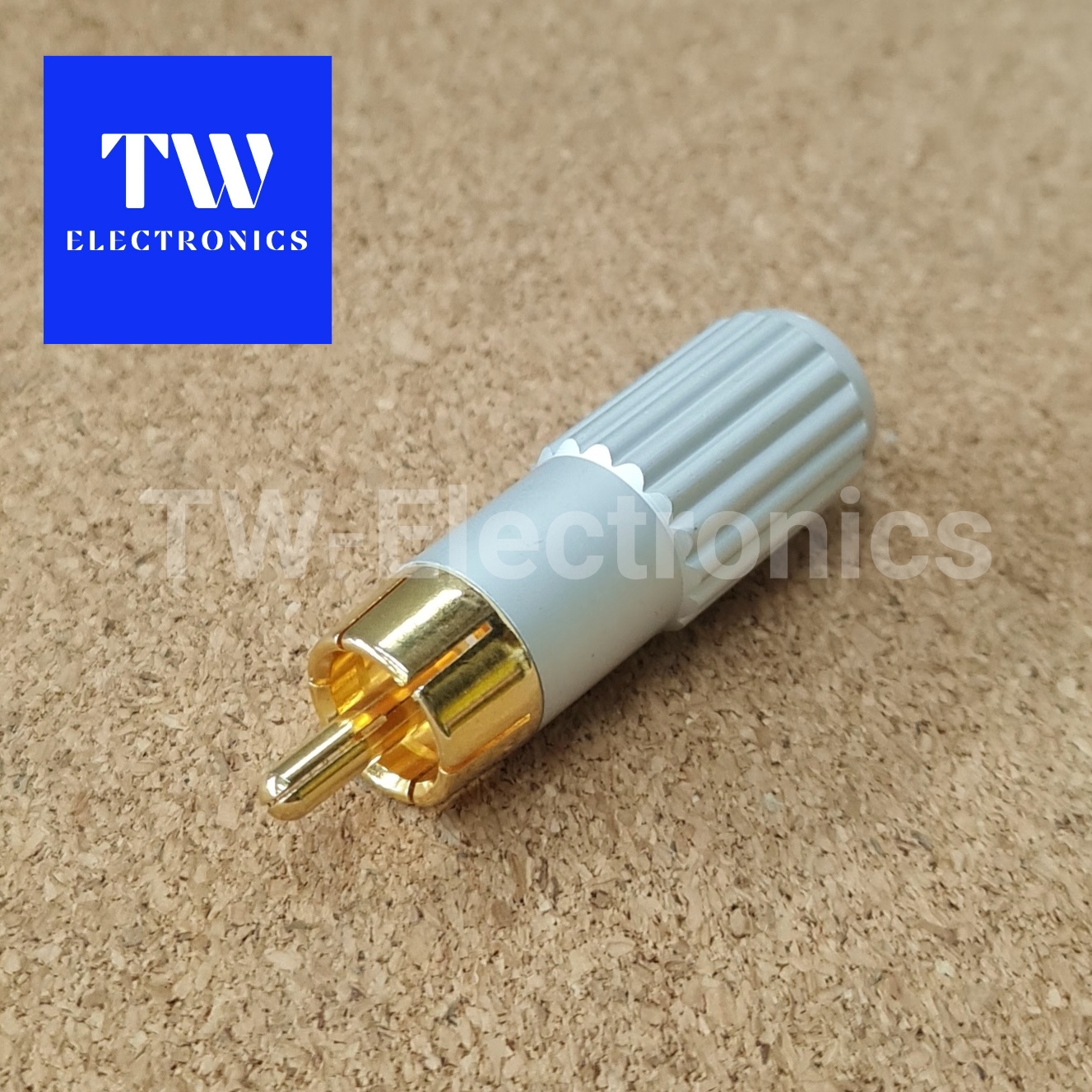 หัวRCA (ตัวผู้) เทาอ่อน ด้ามลาย (7-8mm)