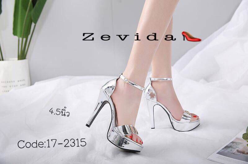 รองเท้าส้นสูงหนังเงารัดข้อ (สีดำ)