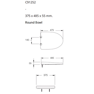 COTTO อะไหล่สุขภัณฑ์ C91252 ฝารองนั่ง อีลองเกต SOFT CLOSED เปิด-ปิดนุ่มนวล