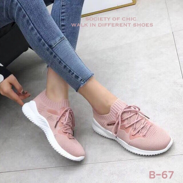 รองเท้าผ้าใบSportขอบถุงเท้า (สีดำ)