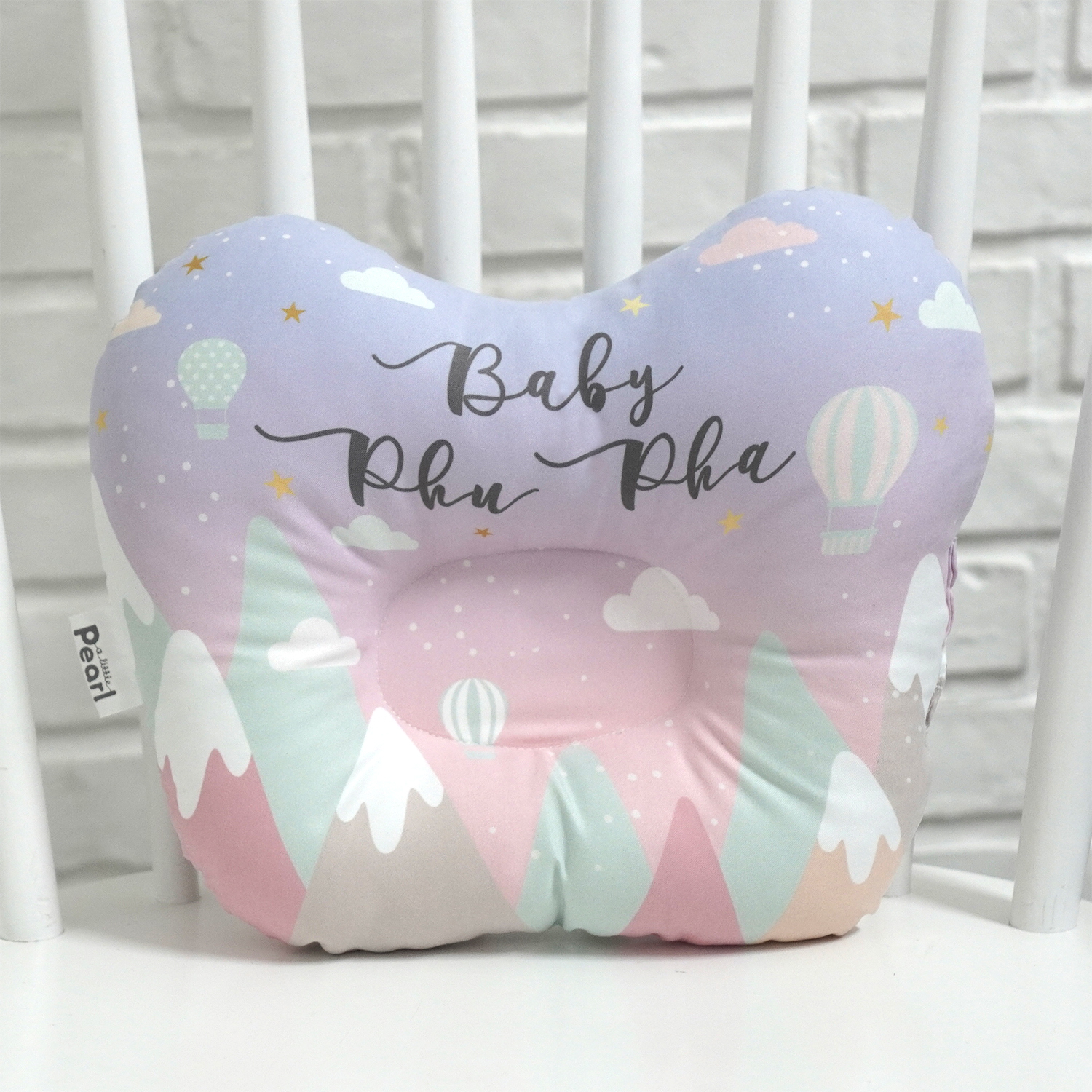 หมอนเด็ก หมอนหลุม Baby Pillow สั่งทำใส่ชื่อ ลาย Mountain - Lavender