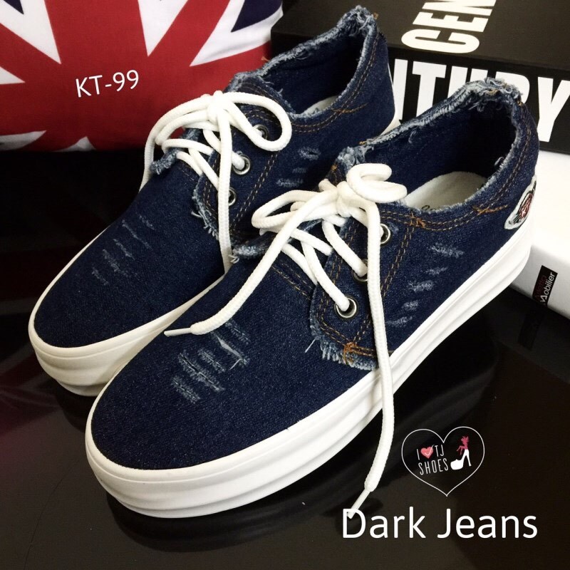พร้อมส่ง : รองเท้าผ้าใบยีนส์สไตล์เกาหลี (สียีนส์อ่อน)