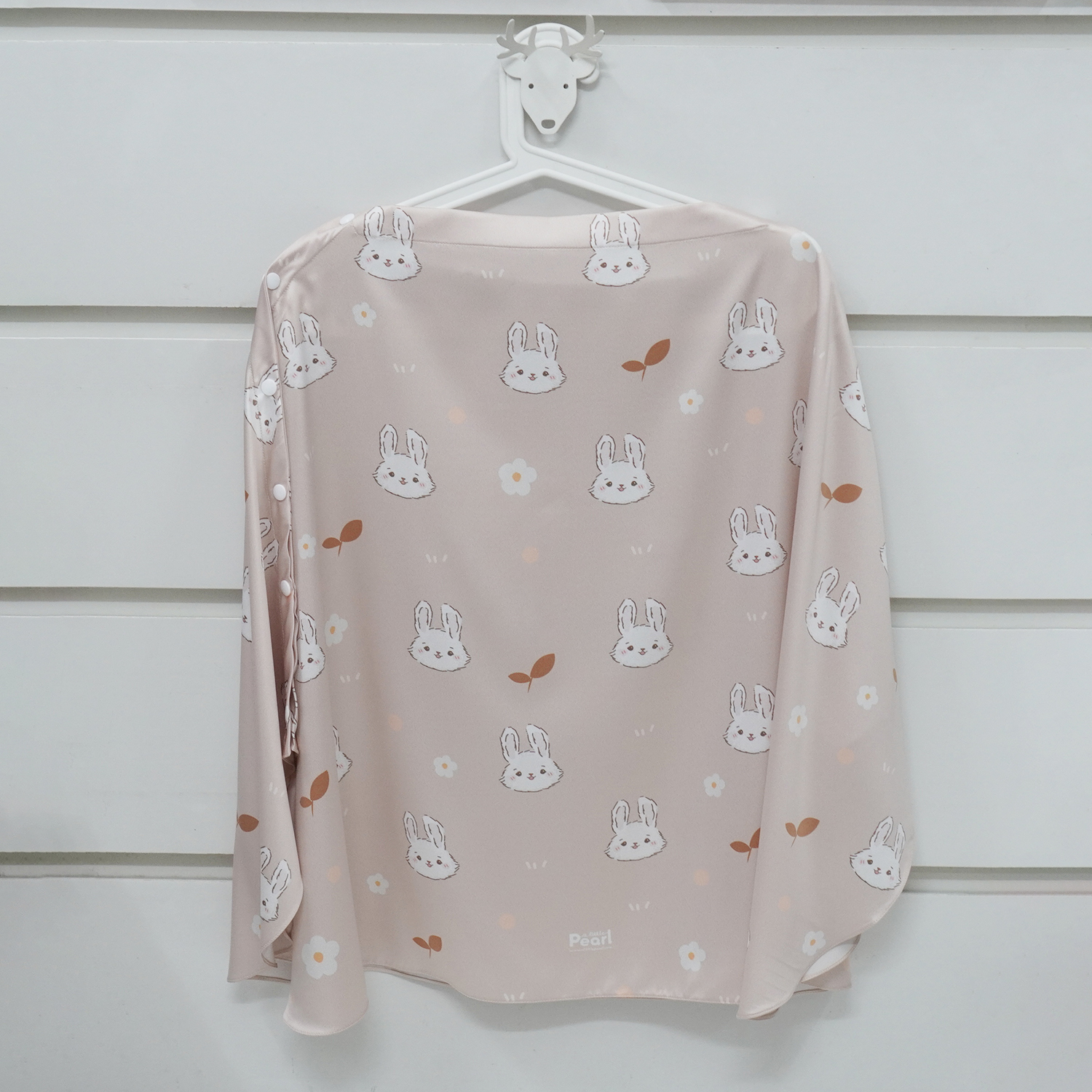 ผ้าคลุมให้นม 3in1 (รุ่นมีกระดุม ถอดโครงได้) แบบสั่งทำใส่ชื่อ ลาย Patttern - Rabbit - Brown