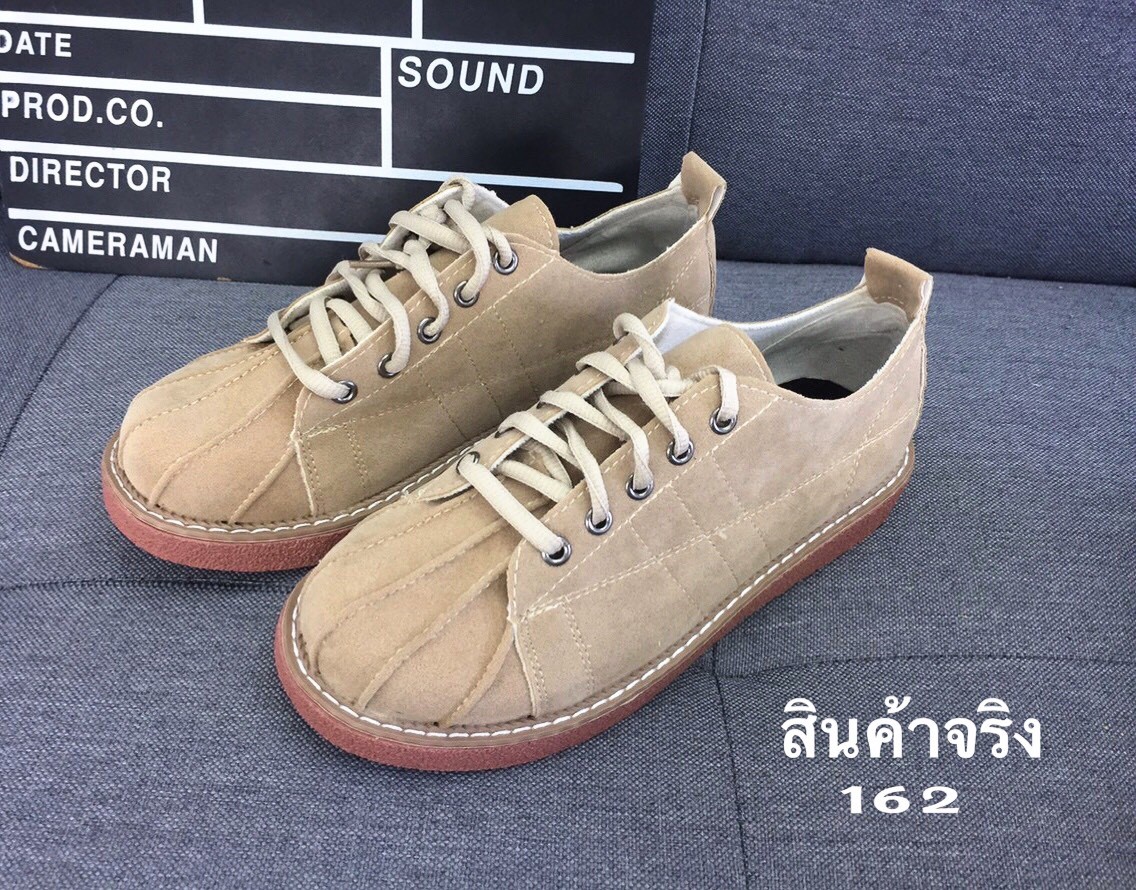 รองเท้าผ้าใบหนังนิ่มสไตล์วินเทจ (สีดำ)