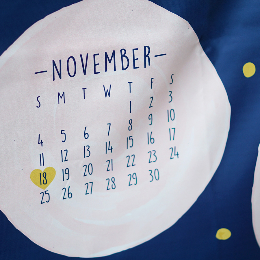 ผ้าพันคอ ลาย ผ้าพันคอปฏิทิน 2018 สี Navy - Calendar 2018 Scarf