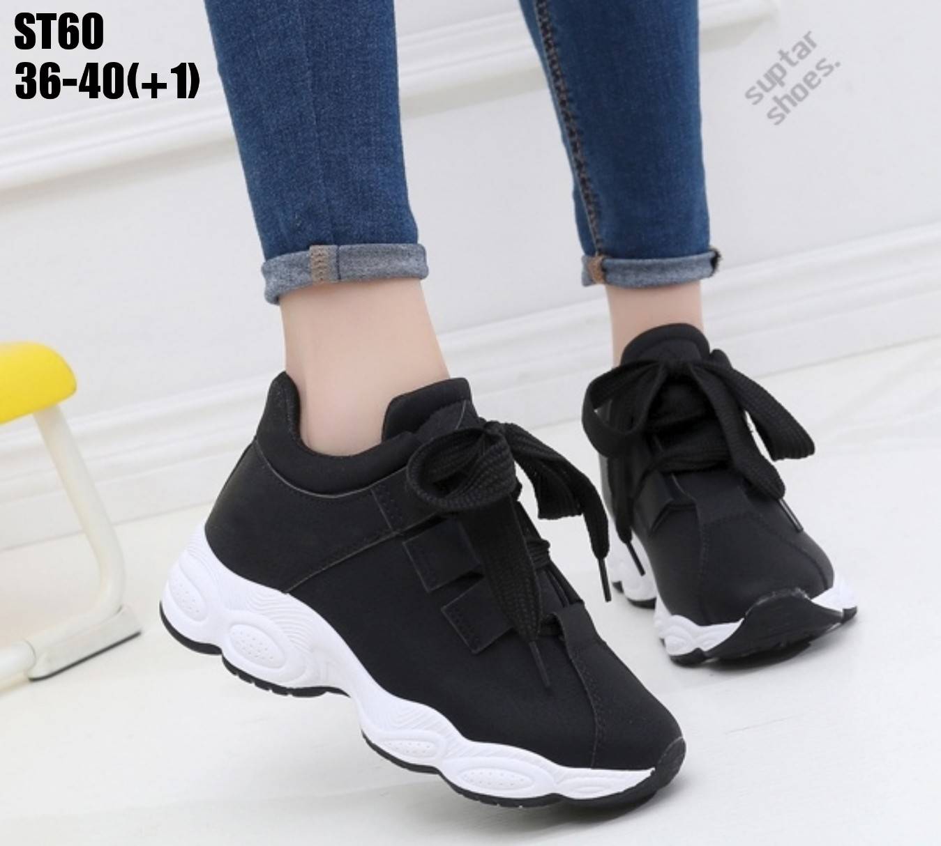 รองเท้าผ้าใบแฟชั่นทรง Sportแต่งขอบซัพพอร์ต (สีชมพู)