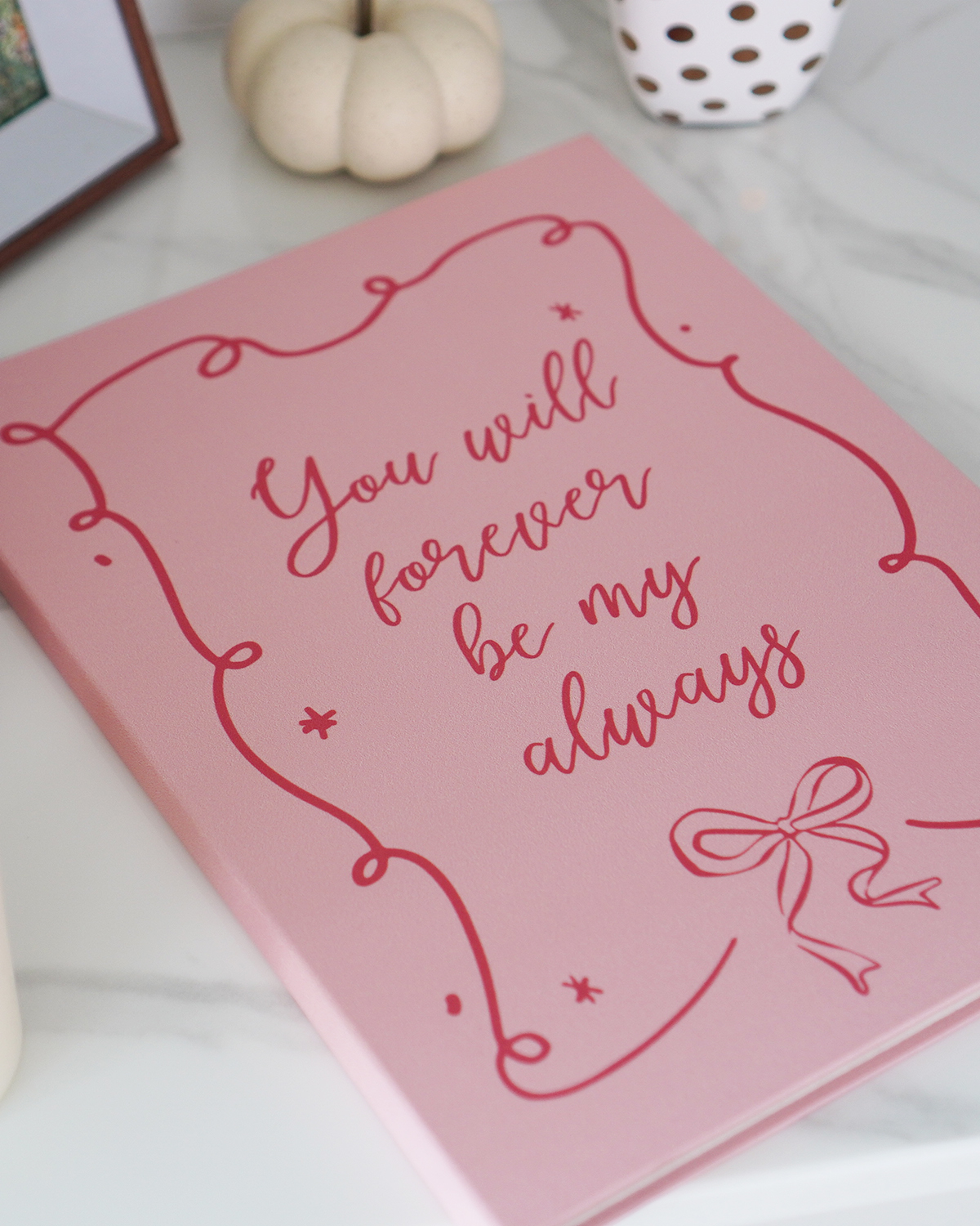 แฟ้มใส่ทะเบียนสมรส แบบพร้อมส่ง ลาย Valentine's Ribbon - Pink