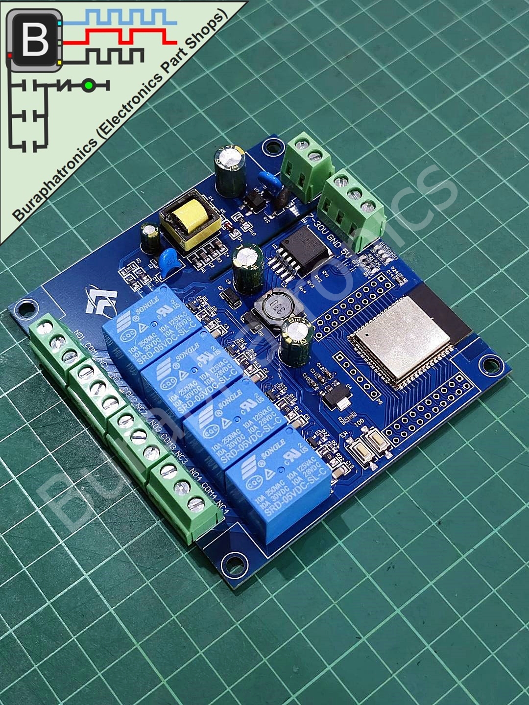 ESP32 WIFI Relay 4 Channel 5-60VDC / 220VAC (บอร์ด ESP32 + Relay 4 ช่อง)