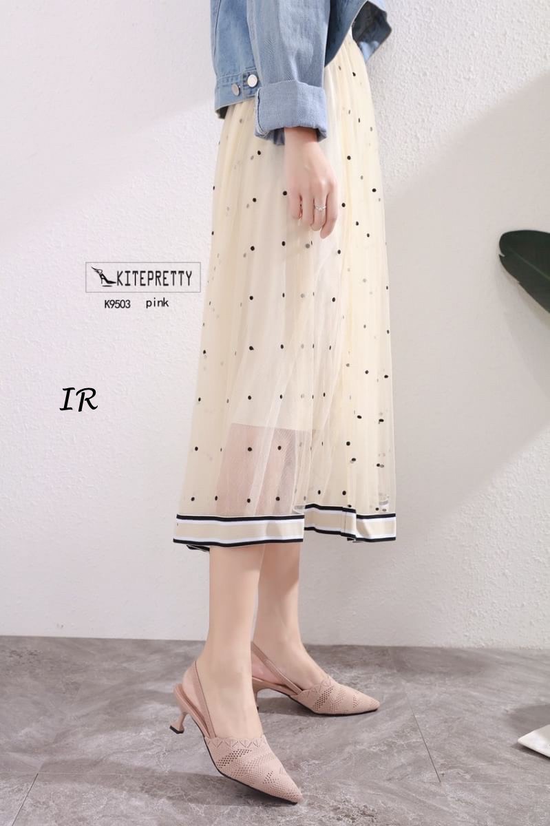 รองเท้าคัทชูรัดส้นผ้าไหมถัก (สีดำ)