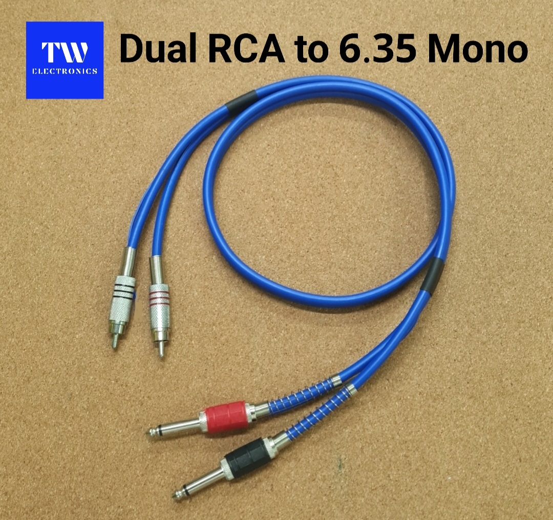 สายDual RCA /6.35 Mono (สีน้ำเงิน) **สั่งทำ ติดต่อไลน์: @tw-electronics