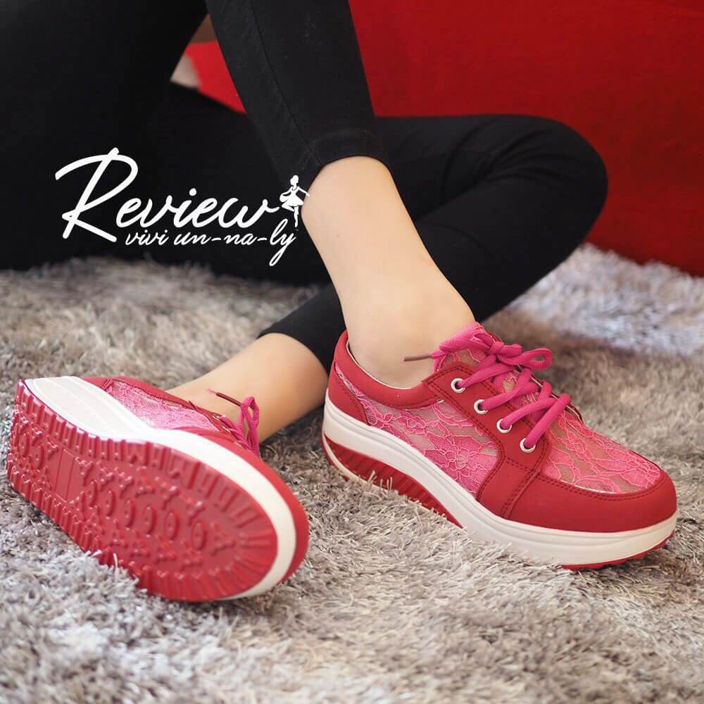 รองเท้าSport ลูกไม้เกาหลี (สีบานเย็น)