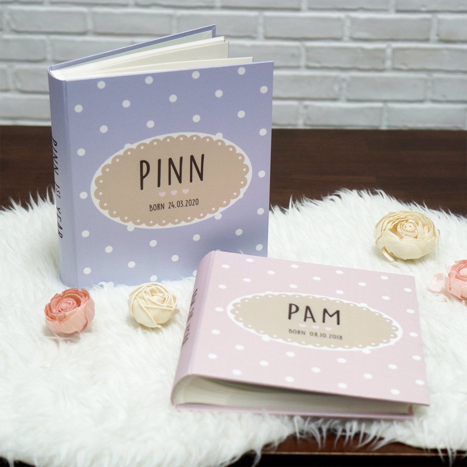 อัลบั้มสั่งทำใส่ชื่อ ลาย Polka Dot - Oval Label