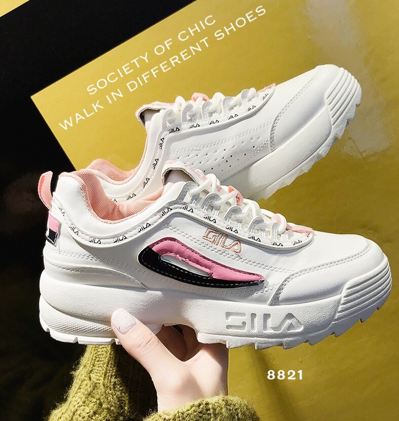 รองเท้าผ้าใบทรงSport Girl แต่งลายแฟชั่น (สีแดง)