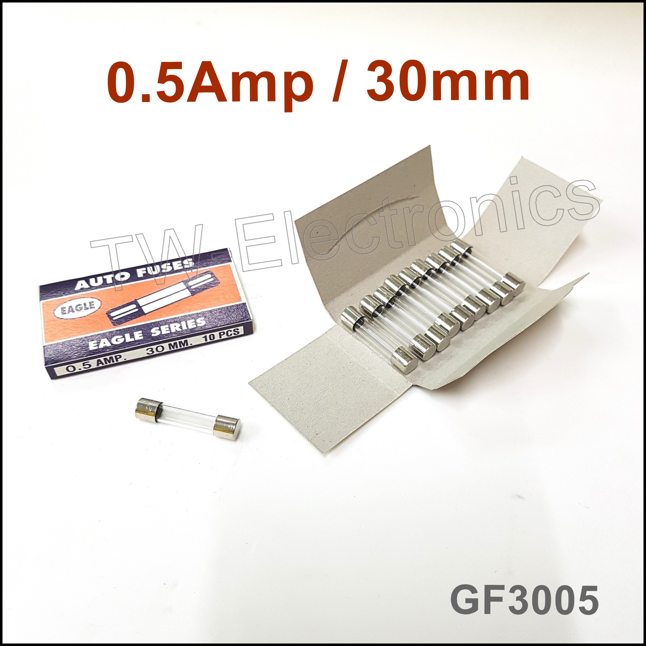 ฟิวส์แก้วยาว 0.5Amp / 30mm (10หลอด)