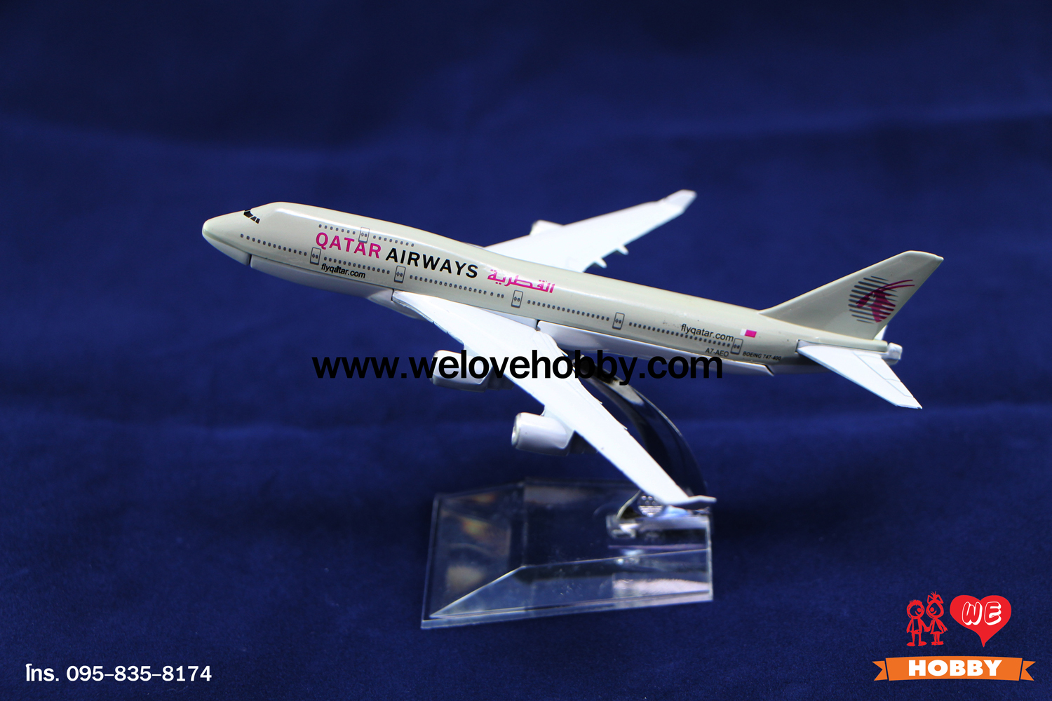 โมเดลเครื่องบิน Qatar Airways (Boeing 747-400) การ์ต้า