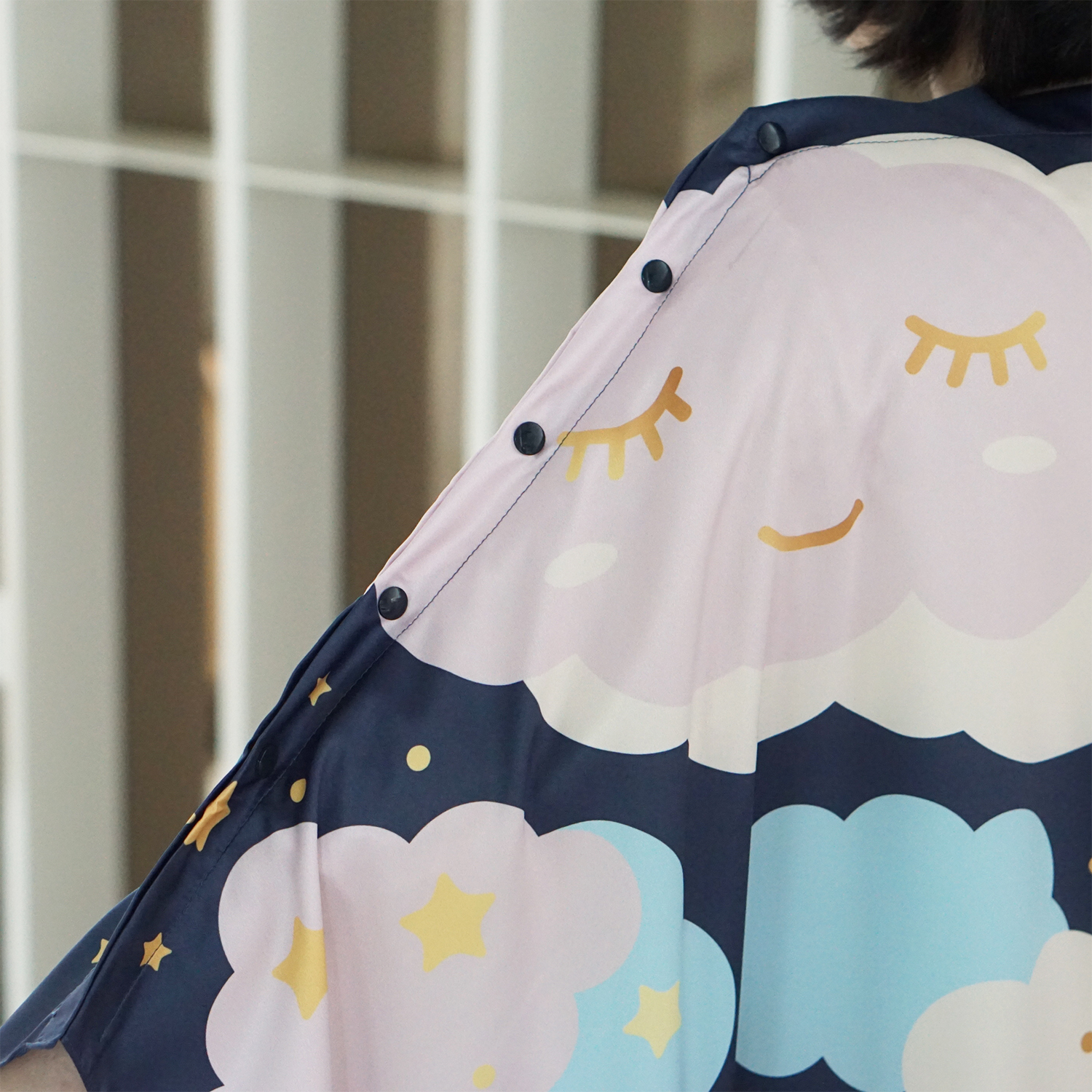 ผ้าคลุมให้นม (รุ่นมีกระดุม ถอดโครงได้) พร้อมส่ง ลาย Moon - Navy
