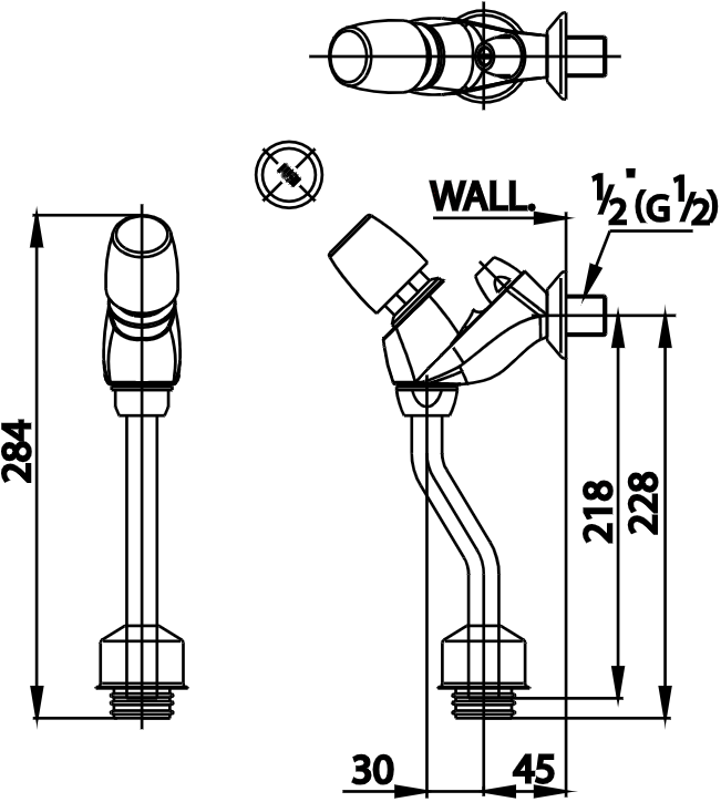 CT474N(S)(HM) ฟลัชวาล์วโถปัสสาวะชายชนิดกด (ระยะติดตั้ง45ม.ม.)