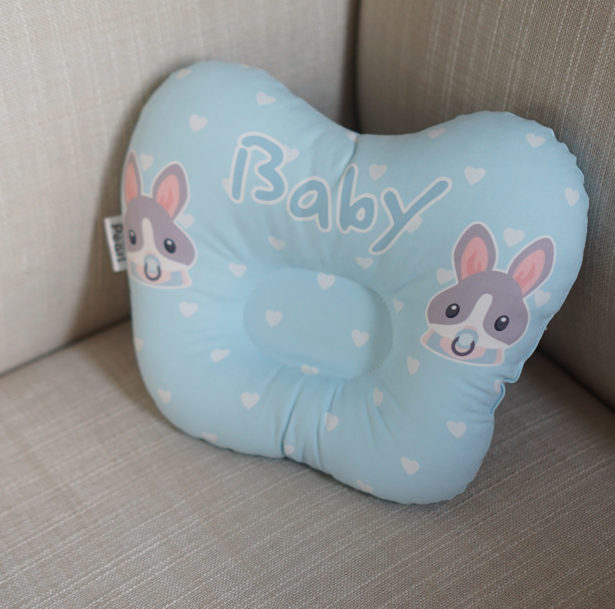 หมอนหลุม Baby Pillow แบบพร้อมส่ง ลายกระต่ายสีฟ้า - Rabbit Blue