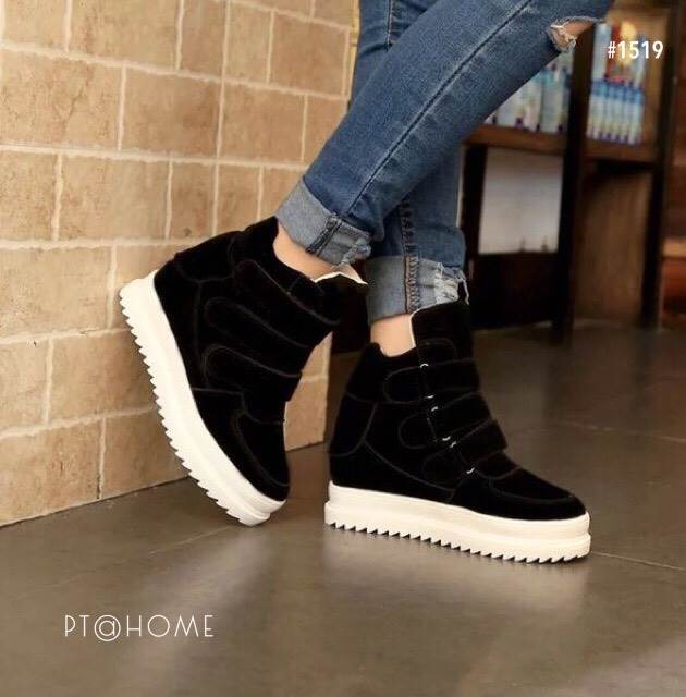 รองเท้าผ้าใบสไตล์ Buckle Boot (สีแดง)