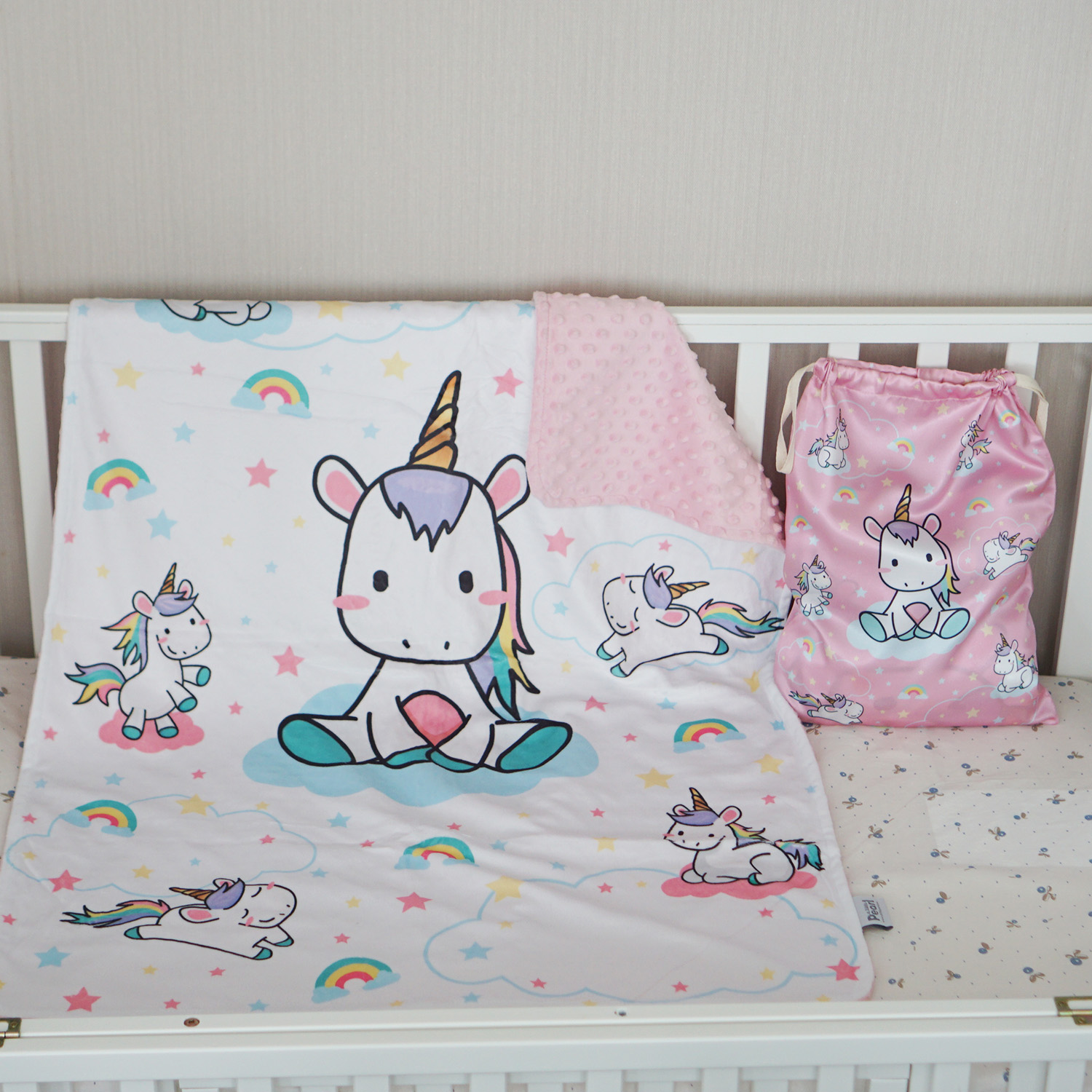 ผ้าห่ม Minky 75x100cm พร้อมส่ง ลาย Unicorn