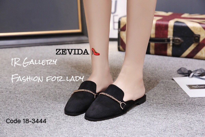 รองเท้าคัทชูทรงSlipperแต่งอะไหล่ (สีแดงเข้ม)