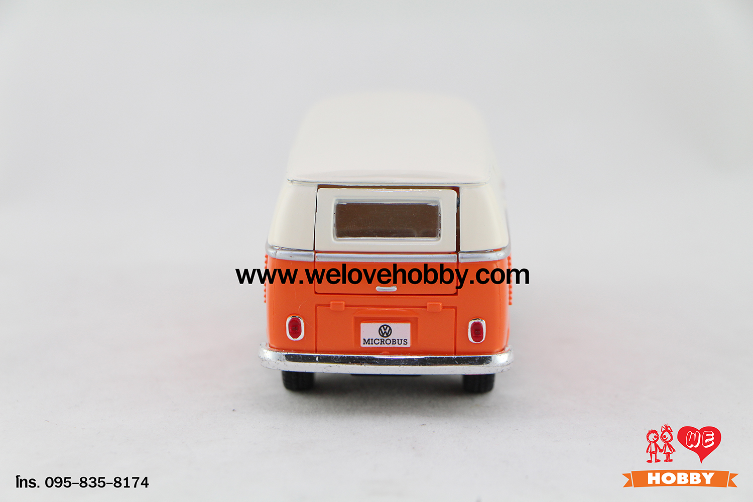 โมเดลรถตู้โฟล์คคลาสสิค 1962 Volkswagen Classical Bus สีส้ม-ครีม Scale 1:32
