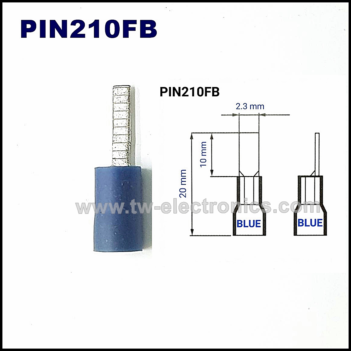 หางปลาหัวก้านไม้ขีด แบบแบน หุ้ม(สีน้ำเงิน) T-Lug / PIN210BF