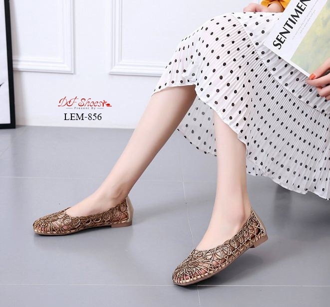 รองเท้าส้นแบนหนังสาน (สีทอง)