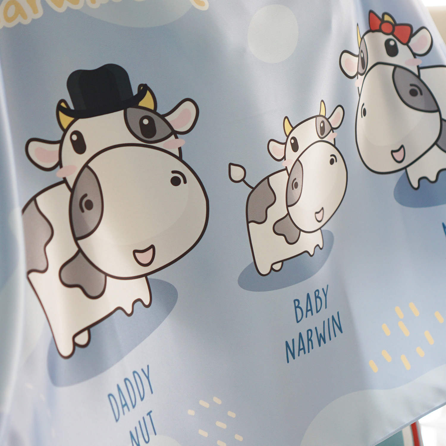 ผ้าคลุมให้นม สั่งทำใส่ชือ ลาย Cow1 - Indigo