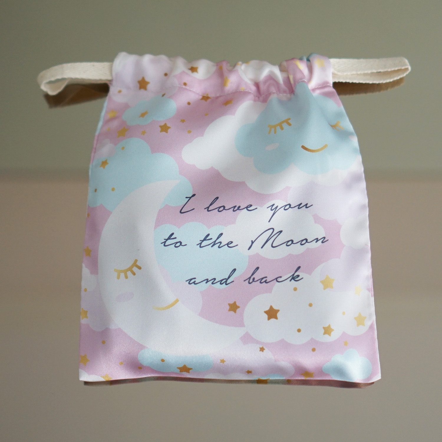 ถุงผ้าซาติน ลาย Moon - Pink - Valentine