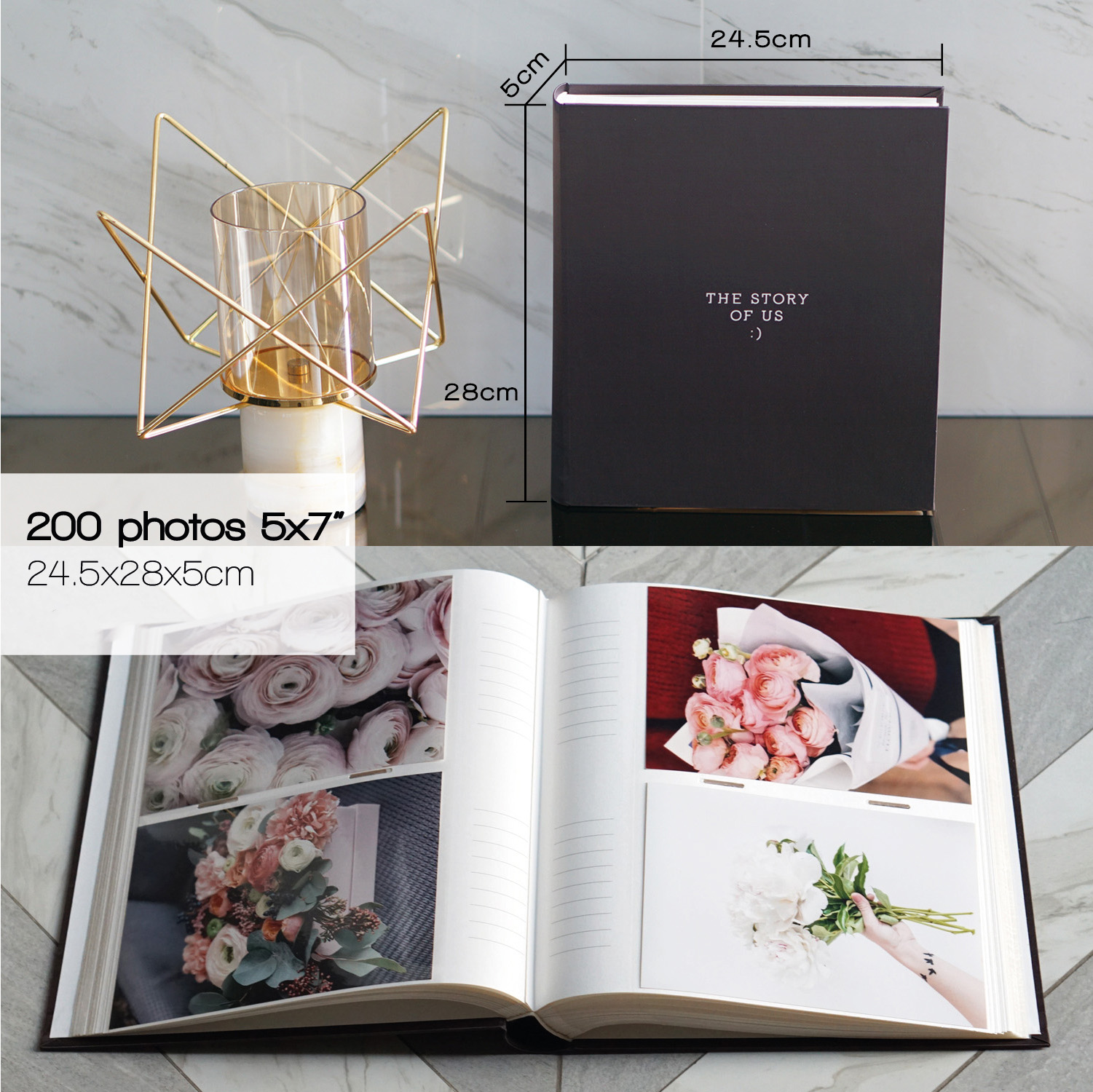 อัลบั้ม 200 รูป (5x7") The story of us สไตล์มินิมอล สีน้ำตาลเข้ม