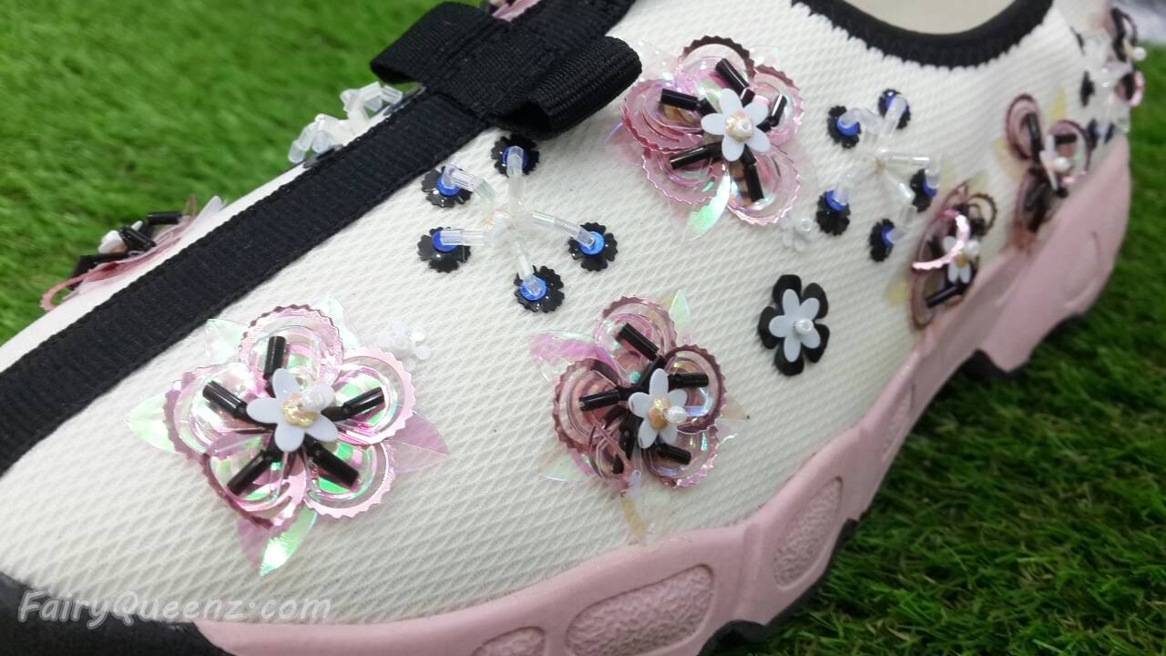 พร้อมส่ง : รองเท้า Dior Fusion Sneakers สีขาวดอกชมพู (งานAAA)