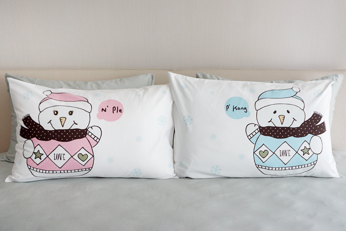 ปลอกหมอนหนุนคู่ลาย Snowman