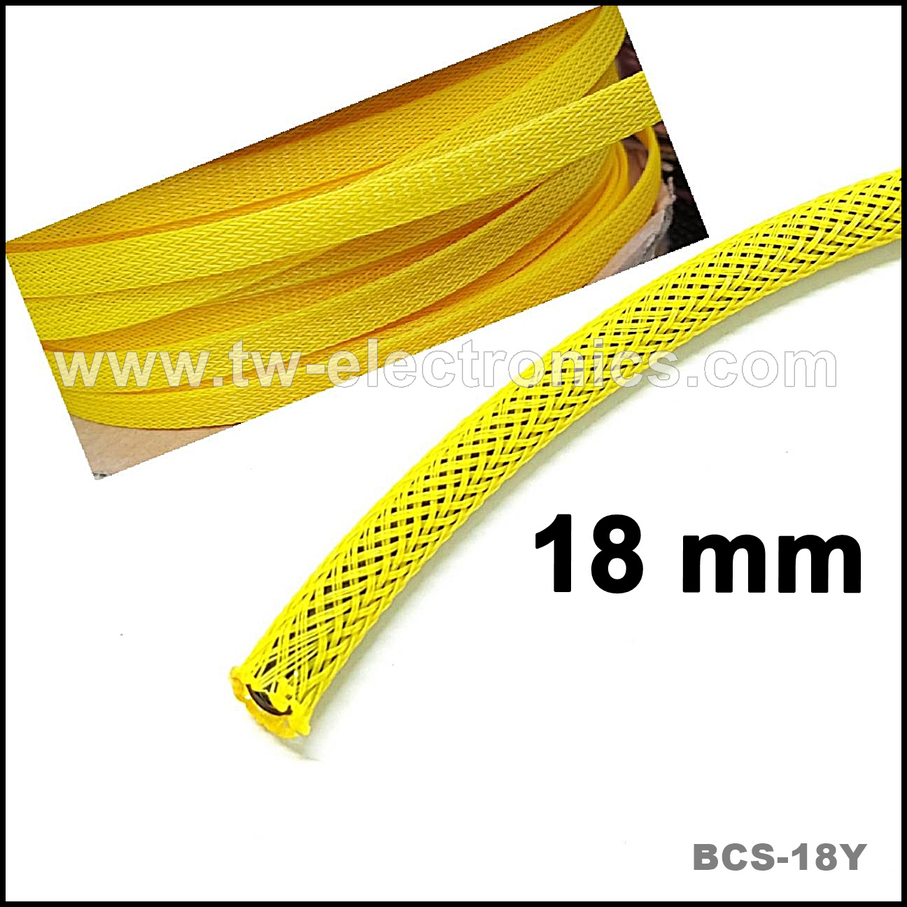 สายถัก 18 mm (สีเหลือง) / BCS-18Y