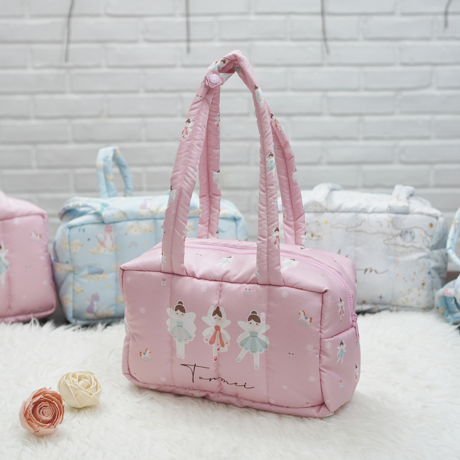 Fluffy Bowling Bag กระเป๋านุ่มนิ่ม ทรง Bowling สั่งทำใส่ข้อความ ลาย Sugar Plum Fairy - Pink