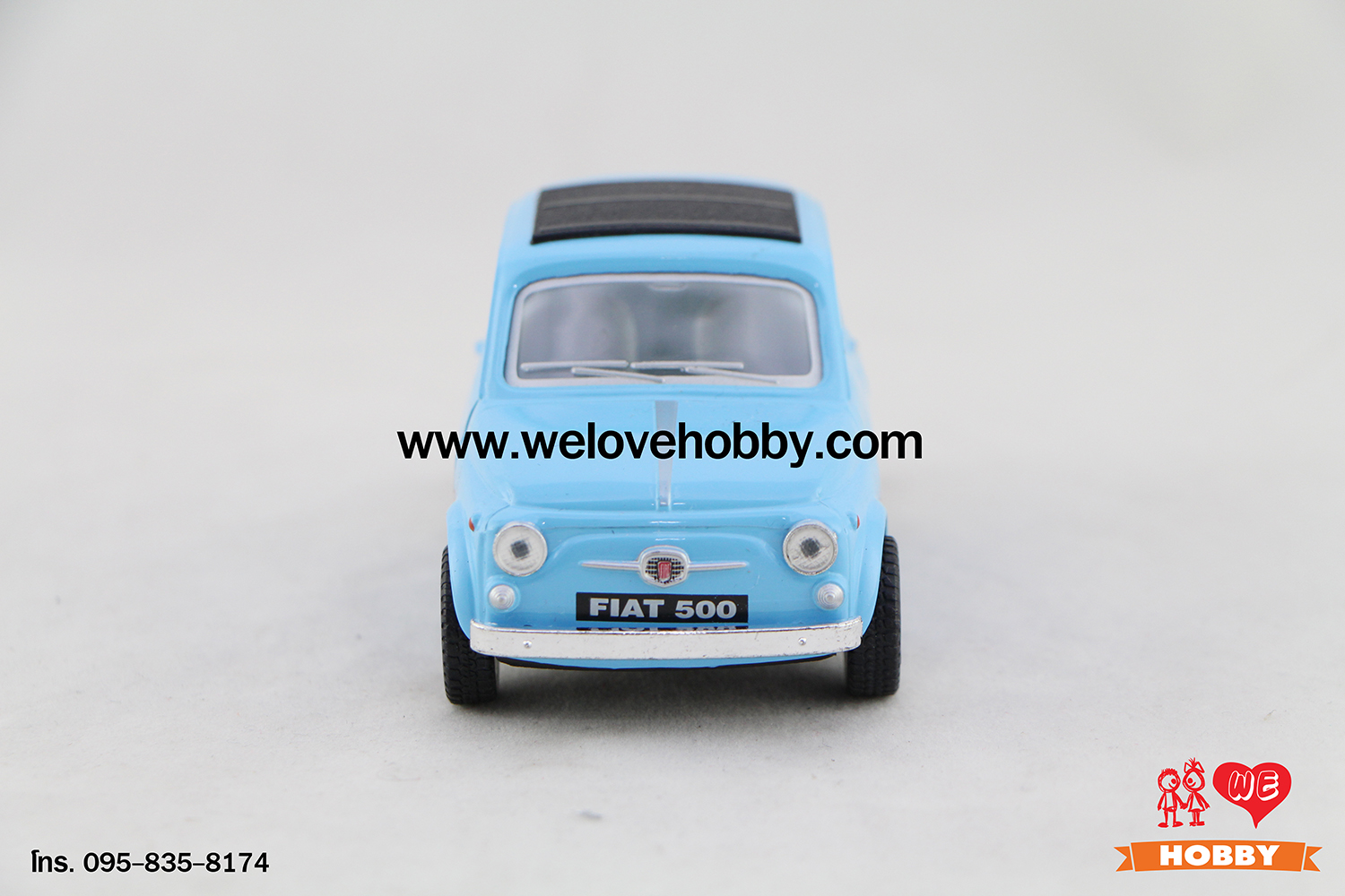 โมเดลรถเฟียต Fiat 500 สีฟ้า Scale 1:24