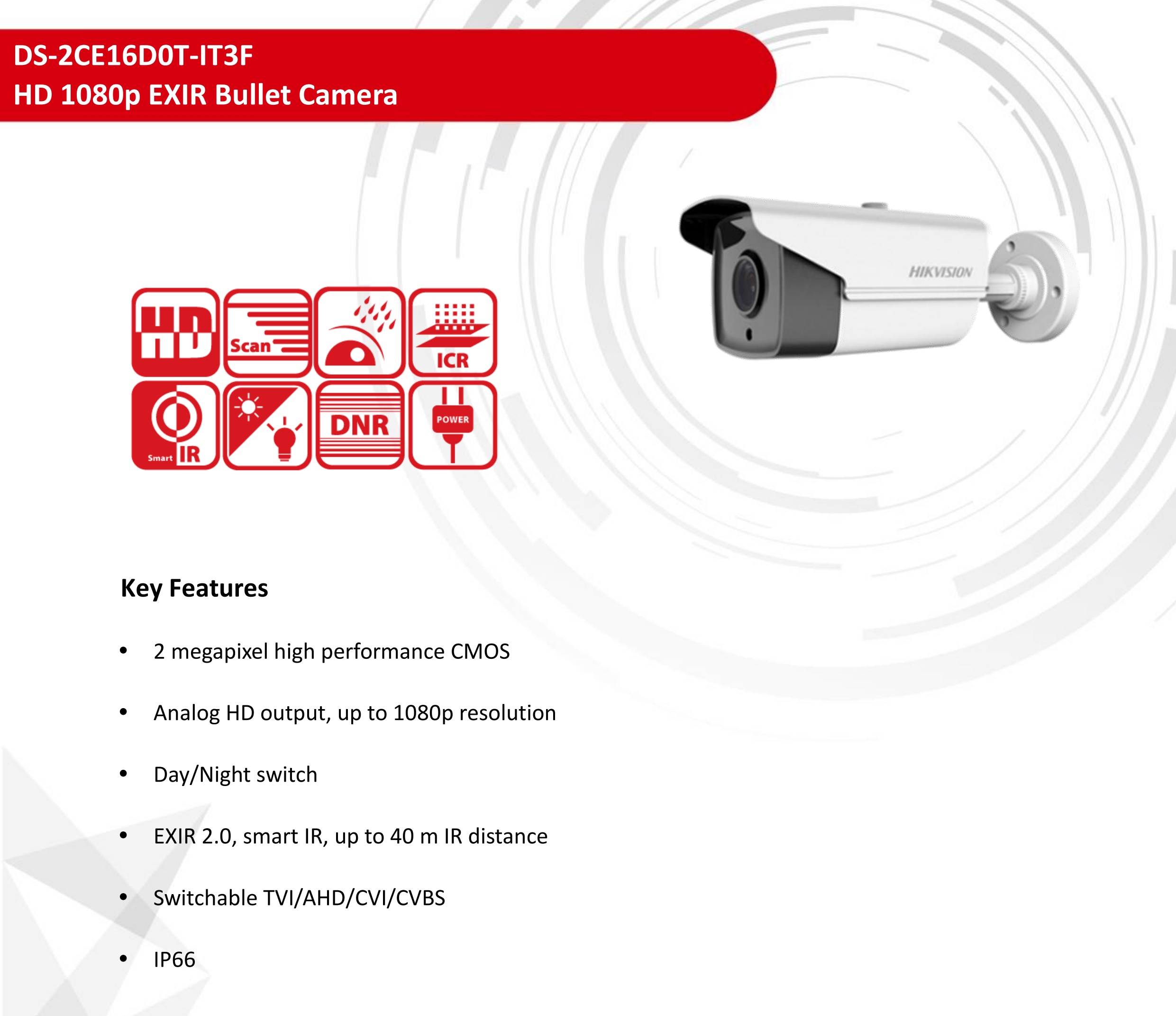 ขายถูก HIKVISION Turbo HD รุ่น DS-2CE16D0T-IT3F ความละเอียด 2 ล้านพิกเซล