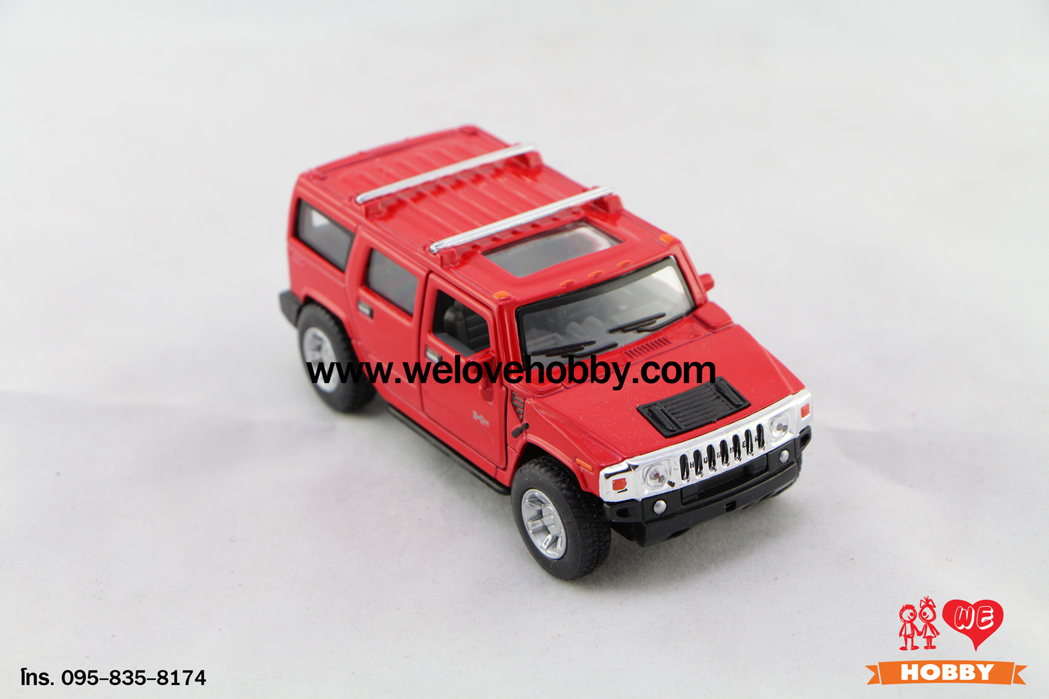 โมเดลรถ 2008 Hummer H2 SUV สีแดง Scale 1:40