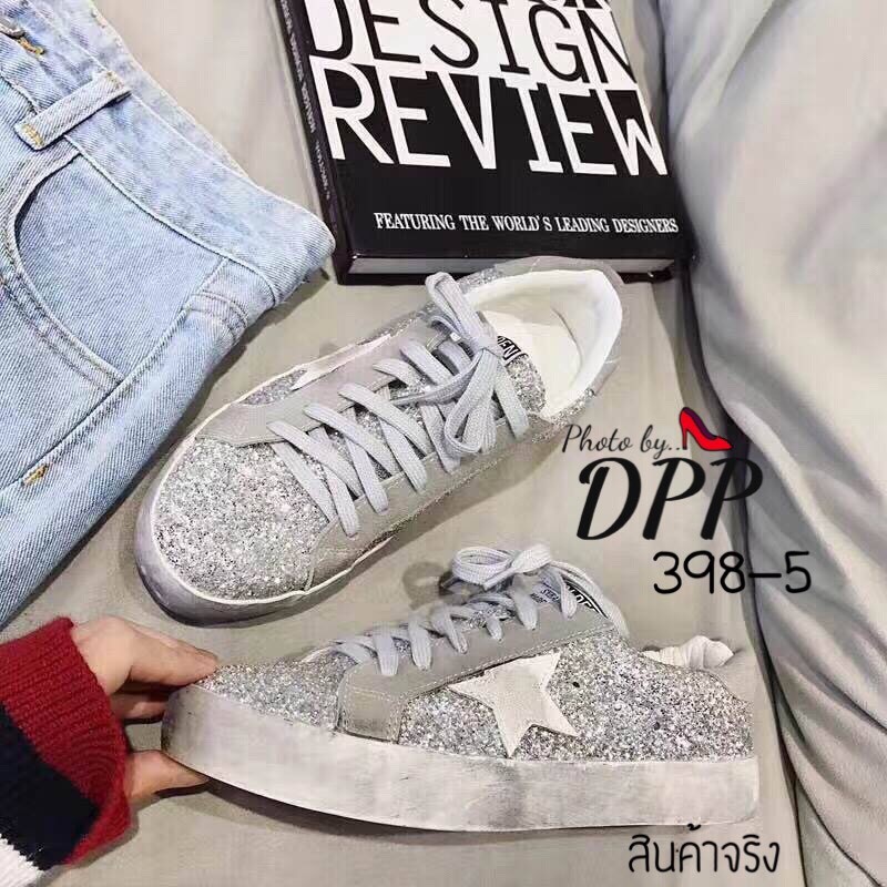 รองเท้าผ้าใบสไตล์ GGDB Stars sneaker silver sequins