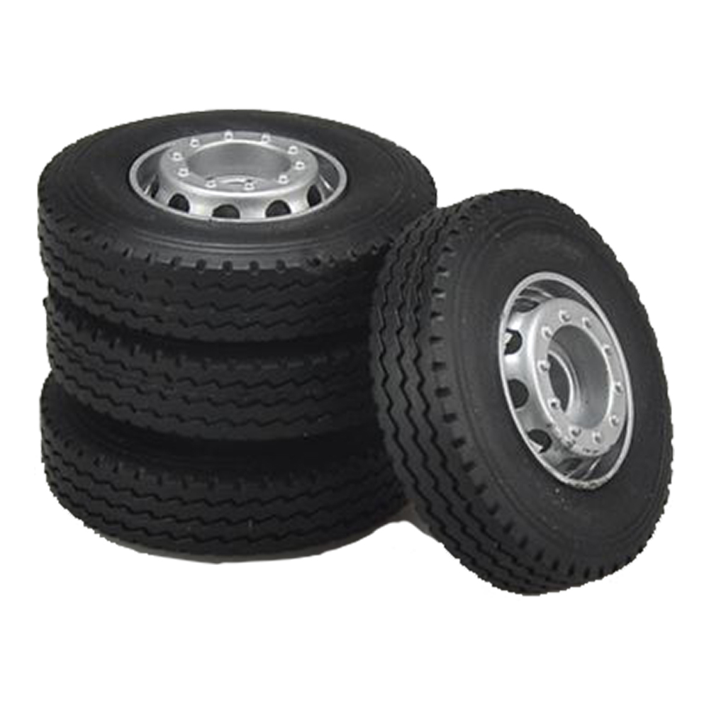 ล้อโมเดลรถบรรทุก P17 รุ่นกระทะสูง ล้อรถสิบล้อย่อส่วนยางแท้ สิบล้อโมเดล truck wheel 1/24 ล้อรถของเล่น