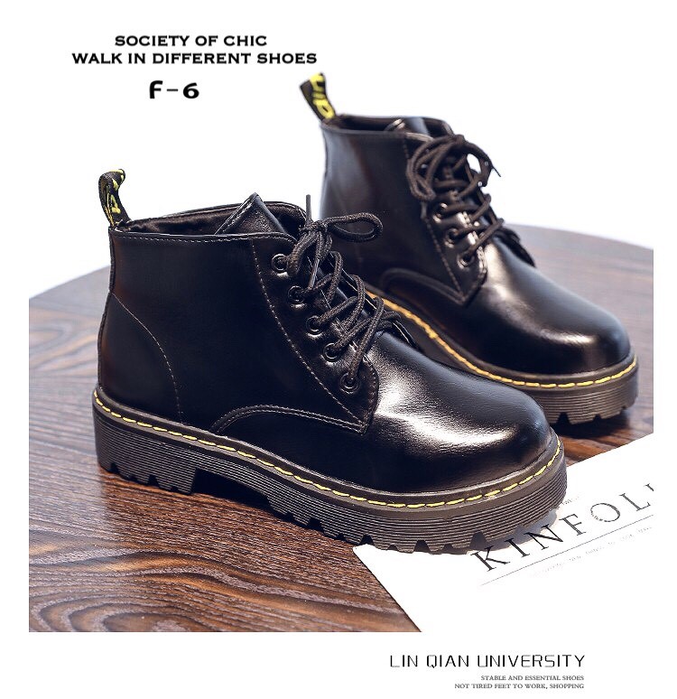 รองเท้าผ้าใบหุ้มข้อสไตล์ Dr.matens (สีเลือดหมู)