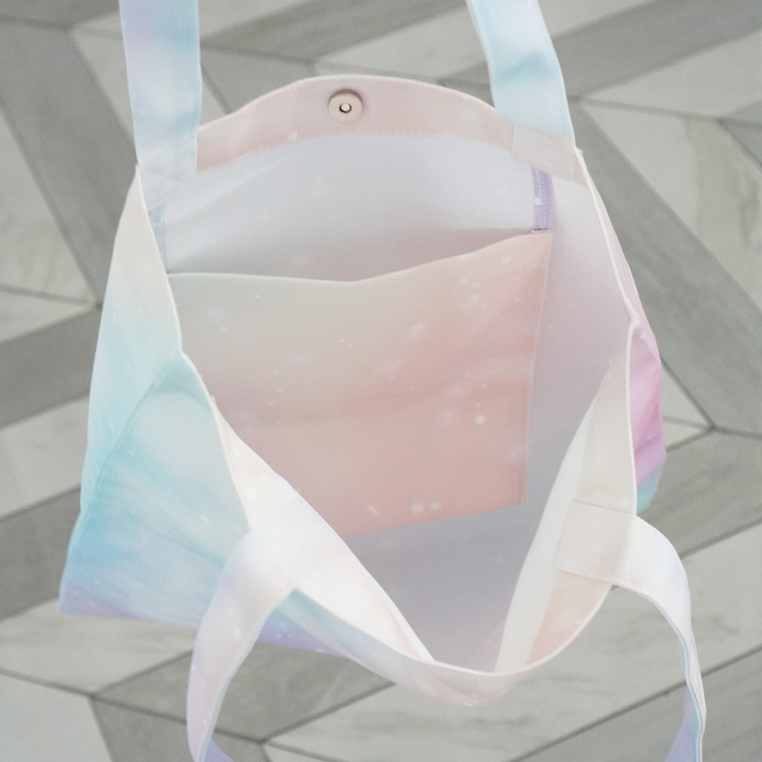 กระเป๋าผ้าแคนวาส ปักชื่อ (ไซส์ M) ลาย Cotton Candy