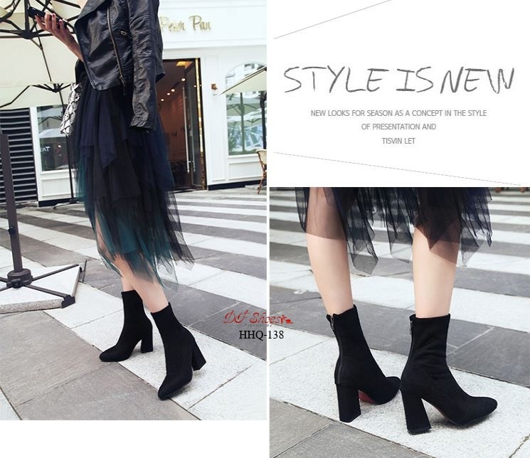 รองเท้าบูทส้นตันหุ้มข้อสูง