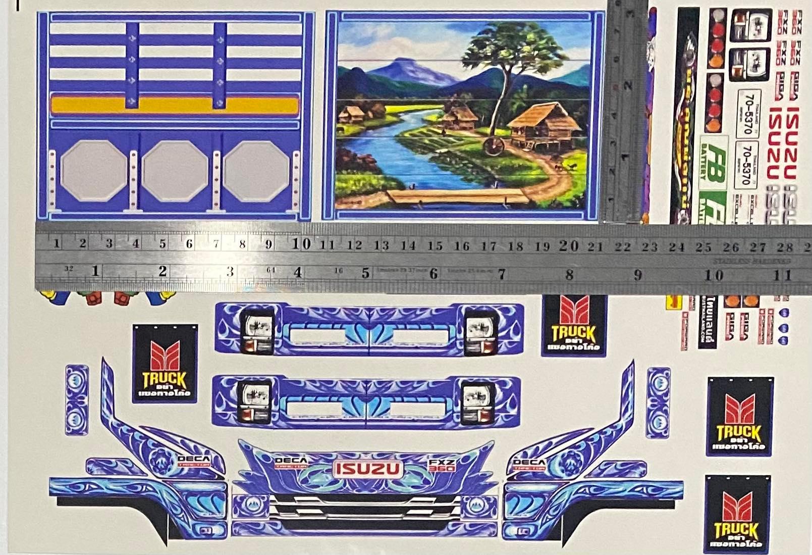 สติ๊กเกอร์ลายหัวโมเดลรถบรรทุก ISUZU 360 1/24 ติดรถของเล่น แต่งรถสิบล้อจำลอง sticker for truck scale สติ๊กเกอร์หม่ำโมเดล