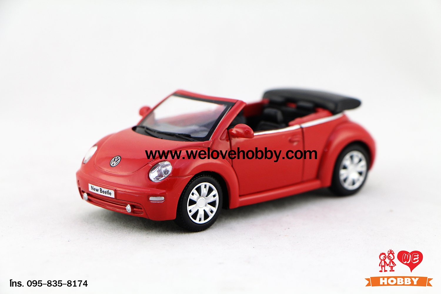 โมเดลรถ Volkswagen New Beetle Convertible (2003) สีส้ม Sundown Orange Scale 1:32